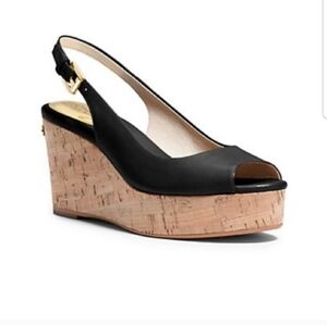 Michael Kors Natalia Leather Cork Sling Wedges